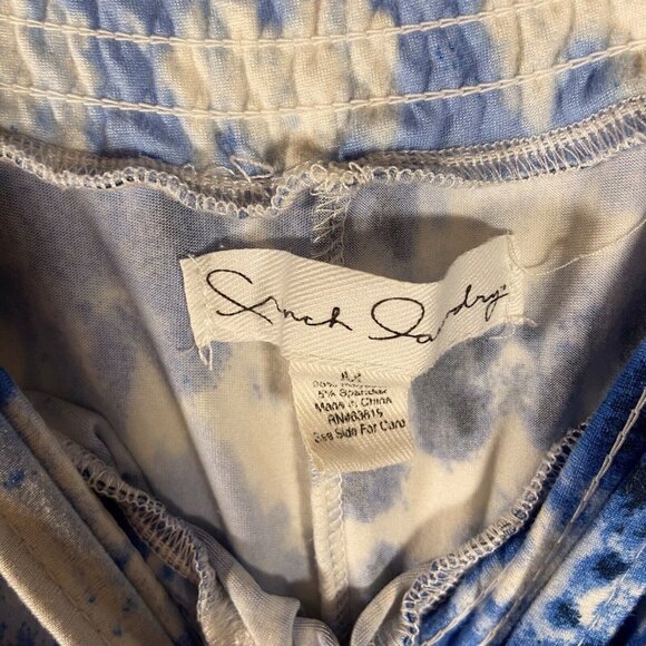 French Laundry Women Size Medium Blue Tie‎ Dye Mini Dress Cut Out Shoulder Tunic - Picture 4 of 9